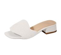 Women Comfort Ankle Strap Block Heel Sandals Strap Middle Heel Sandal Slippers Fish Mouth Outer Wear Fashion Set Foot Cool Slippers Women Black Sandal Flat Sandals for Size 6 Wide (White,6)