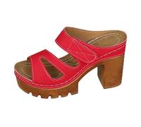 Women Comfortable Ankle Strap Low Heel Shoes Summer Height Increasing Thick Sandals for Women European And American Plus Size Fish Mouth Thick Heel Black Wege Sandals 7 Shoes Size 5 (Red,5)