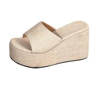 Women Comfortable Arch Support Chunky Sandals Women's Europe And The US Foreign Trade Thick Bottom Slope With A Slippers Female High Heeled Sliders Womens Size 5 Black Swim Pool Slippers (BG1, 6)