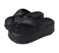 Women Comfortable Extra Wide Fit Chunky Sandals Thick Slippers for Women Wearing Summer Korean Version Flops Casual High Heeled Slippers Wedges Sandals for Summer White Sandels 3 (Black,5)