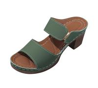 Women Comfortable Extra Wide Fit Low Heels Women's Europe And The States Foreign Trade Big Yards Open Toe A High Heeled Slippers Female Border Thick Gold Sliders for Slippers (Green,43)