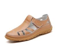 Women Comfortable Flat Sandals Wide Width Closed Toe Dressy Walking Summer Flats Shoes Anti Slip Beach Water Shoe Soft Rubber Sole PU Leather Sport Outdoor Sandal