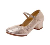 Women Comfortable Open Toe Block Heel Sandals Women's Solid Color Buckle Two Point Sole Rubber Heel Thick Dance Shoes Sandals Black Sandal Heels Ladies Wide Fit Size 8 (Rose Gold,7)