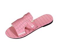 Women Comfy Ankle Strap Flat Sandals Women's Summer Slippers Flat Slippers Round Head Breathable Home Lightweight Outdoor Wear Beach Vacation Glitter Sliders Womens White Size (Pink, 6)