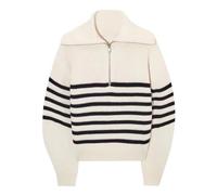 Women Comfy Striped Long Sleeve Knitted Solid Color Soft Sweaters UK Blend Crew Neck Shirt Tops Ladies Casual Classic Round White