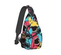 Women Compatible with Cool Funny Ocean Sea Sharks Shoulder Chest Sling Bags Backpacks Fashion Casual Pack Crossbody Bags Daypack Multipurpose for Travel Outdoors Running