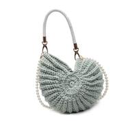 Women Conch Handbag Handwoven Shoulder Bag With Pearls Strap Top Handle Bag Stylish Crossbody Seashells Handwoven Shoulder For Women Handbag Crochet Crossbody Seashells