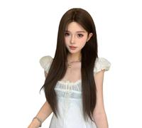 Women Cool Brown Long Straight Wig Lace Front Wigs Daily Party Fiber Hair Wigs Heat Resistant Wig 26in (Cool Brown)