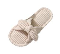 Women Corduroy Bowknot Slippers UK Open Toe Fluffy Warm House Shoes | Ladies Thick Cosy Non-Slip Slippers , Flat Faux Fur Sliders, Memory Foam Sherpa Fleece Slipper,Winter Plush House Footwear