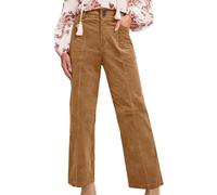 Women Corduroy Pants Straight Leg Trousers High Waisted Pants Plus Size Vintage Clothing Wide Leg Trousers Solid Button Loose Comfy Trousers with Pockets