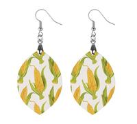 Women Corn on The Cob Image Wooden Earrings Lightweight Dangle Earrings Geometric Drop Earring Vintage Apricot Retro Daily Wear Jewelry Gift for Wedding Party Graduation