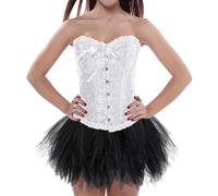 Women Corset Dress Skirts Gothic with Skirt Set Off the Shoulder Medieval Renaissance Bride Wedding Renissance Costume Halloween Top Plus Size Outfit Bustiers Costumes Vintage, White, XXL