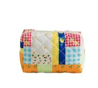 Women Cosmetic Bag Makeup Pouch Purse Floral Quilted Lipstick Data Cable Travel Organizer(Color-02)