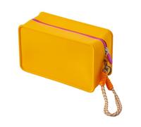 Women Cosmetic Pouch - Capilla Colorite Cosmetic Pot, Waterproof Beauty Case | Soft Flexible Design, Weekend Beach Travel Theme, Durable Lightweight Organizer Detail, Yellow, Consulte la descripción