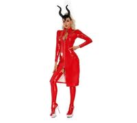 Women Cosplay Dress Halloween Witch Evil Queen Costume PU Leather Dress