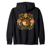 Women Cottagecore Tee Forestcore Autumn Aesthetic Hedgehog Zip Hoodie