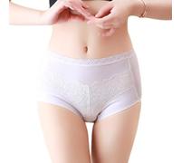 Women Cotton Incontinence Care Pants with Odor Control,Ladies Washable Absorbent Pad Brief Knickers,Menstrual Underwear,Protective Leak-Proof Period Panties,Postpartum Bladder Control,S,White