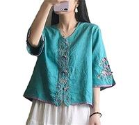 Women Cotton Linen Shirt Blouse Vintage Traditional Chinese Qipao Clothing for Cheongsam Tops T Tang Suit Chinese
