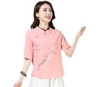 Women Cotton Linen Shirt Casual Vintage Chinese Style China Cheongsam Traditional Tang Suit Ethnic Blouses Femme