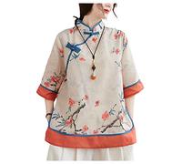Women Cotton Linen Shirt Tang Suit Ladies Retro Disc Buckle Hanfu Improved Chinese Style Cheongsam and Clothes