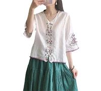 Women Cotton Linen Shirt Vintage Traditional Chinese Clothing Tang Suit Embroidery China Ethnic Style Cheongsam