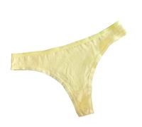 Women Cotton Thongs Tanga G-String Panties Comfy Simple Ladies Underwear Low Rise Knickers Hipster (XL,Yellow)
