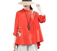 Women Cotton Vintage Ethnic Style Embroidery Chinese Tops Spring Classical Loose Coat Tang Suit Female Autumn