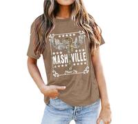 Women Country Music Shirts Nashville Concert Outfit Vintage Guitar Music City Tshirts Short Sleeve Summer Tees Tops 2025 New Blouses for Women UK Tops for Women UK