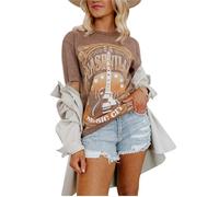 Women Country Music Shirts Nashville Concert Outfit Vintage Guitar Music City Tshirts Short Sleeve Summer Tees Tops 2025 New Blouses for Women UK Tops for Women UK