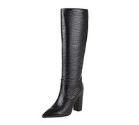 Women Cowboy Boots Knee High Motorcycle Riding Booties Mid Calf Cowgirl Boots Vintage Windbreak Longline Western Wedding Shoes Comfortable Street Walking Footwear Size 3-10