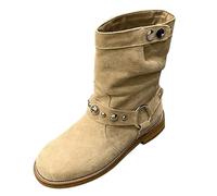 Women Cowboy Boots Lightweight Square Toe Knee Length Wide Heel