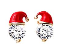 Women Creative Christmas Hat Shape Ear Stud Dangle Earring Pendant Decor