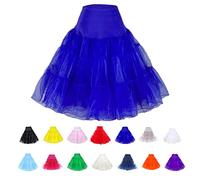 Women Crinoline Petticoat for Vintage Dress Short Tutu Slips Underskirt, #423 Royal Blue, S