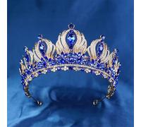 Women Cristals Crown Wedding Party Hair Accessories Miss Universe Crowns Gold Royal Blue