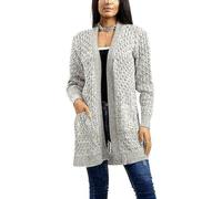 Women Crochet Knitted Oversized Cardigan Ladies Jumpers Open Front Long Sleeve Plus Size Sheer Knit Solid Cardigans Top Marl Beige 16-18