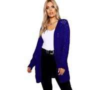 Women Crochet Knitted Oversized Cardigan Ladies Jumpers Open Front Long Sleeve Plus Size Sheer Knit Solid Cardigans Top Royal Blue 2022