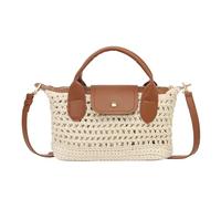 Women Crochet Shoulder Bag Large Capacity Underarm Bags Adjustable Shoulder Strap Beach Aesthetic Bag for Travel Shopping Work Daily Social Use (Beige)