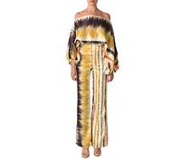 Women Crop Top With Flared Pants Set Floral Print Outfits Waist Lady 2-Piece Set Perfect For Beach Parties Summer Fashion Hollowed Out Off Shoulder Tops With Long Pants