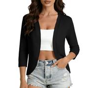 Women Cropped Cardigan - 3/4 Sleeve,V Neck,Solid Color,Lightweight Casual Cardigans,Knit Bolero Shrugs Cropped Tops Open Front Cardigan for Dress Beach Warm