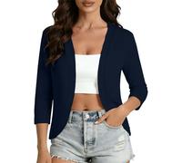 Women Cropped Cardigan - 3/4 Sleeve,V Neck,Solid Color,Lightweight Casual Cardigans,Knit Bolero Shrugs Cropped Tops Open Front Cardigan for Dress Beach Warm