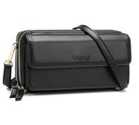 Women Crossbody Wallet Cell Phone Purse RFID Blocking Ladies Small Shoulder Bag Wristlet with card slots and strap (Black)