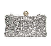 Women Crystal Clutch Purse Pearl Clasp Rhinestone Sparkly Evening Handbag Detachable Strap Shinny Crossbody Bag Female Parties Club Bag