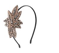 Women Crystal Headband with Leaves, Retro Bridal Hair Accessory | Golden Plastic Resin Finish, Delicate Elegant Style, Suitable for Proms and Birthday Events Random Style