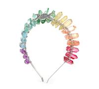 Women Crystal Rhinestone Headband, Crown Headband Raw Quartz Witch Bride Headpiece (multicolor)