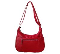 Women Curve Zip Shoulder Bag - Stylish Ladies Crossbody Handbag with Front Zipper Double Compartments YGC-2405 (Red)