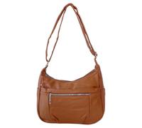 Women Curve Zip Shoulder Bag - Stylish Ladies Crossbody Handbag with Front Zipper Double Compartments YGC-2405 (Brown)