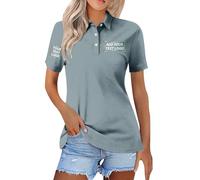 Women Custom Text/Image/Logo Printing Polo Shirt Short Sleeve Personalised Button-Up Plain Solid Colours Beachwear Cyan