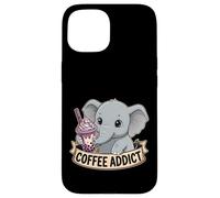 Women Cute Baby Elephant Boba Coffee Addict Gift Mom Dad Case for iPhone 15