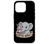 Women Cute Baby Elephant Boba Coffee Addict Gift Mom Dad Case for iPhone 16 Pro