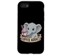 Women Cute Baby Elephant Boba Coffee Addict Gift Mom Dad Case for iPhone SE (2020) / 7/8